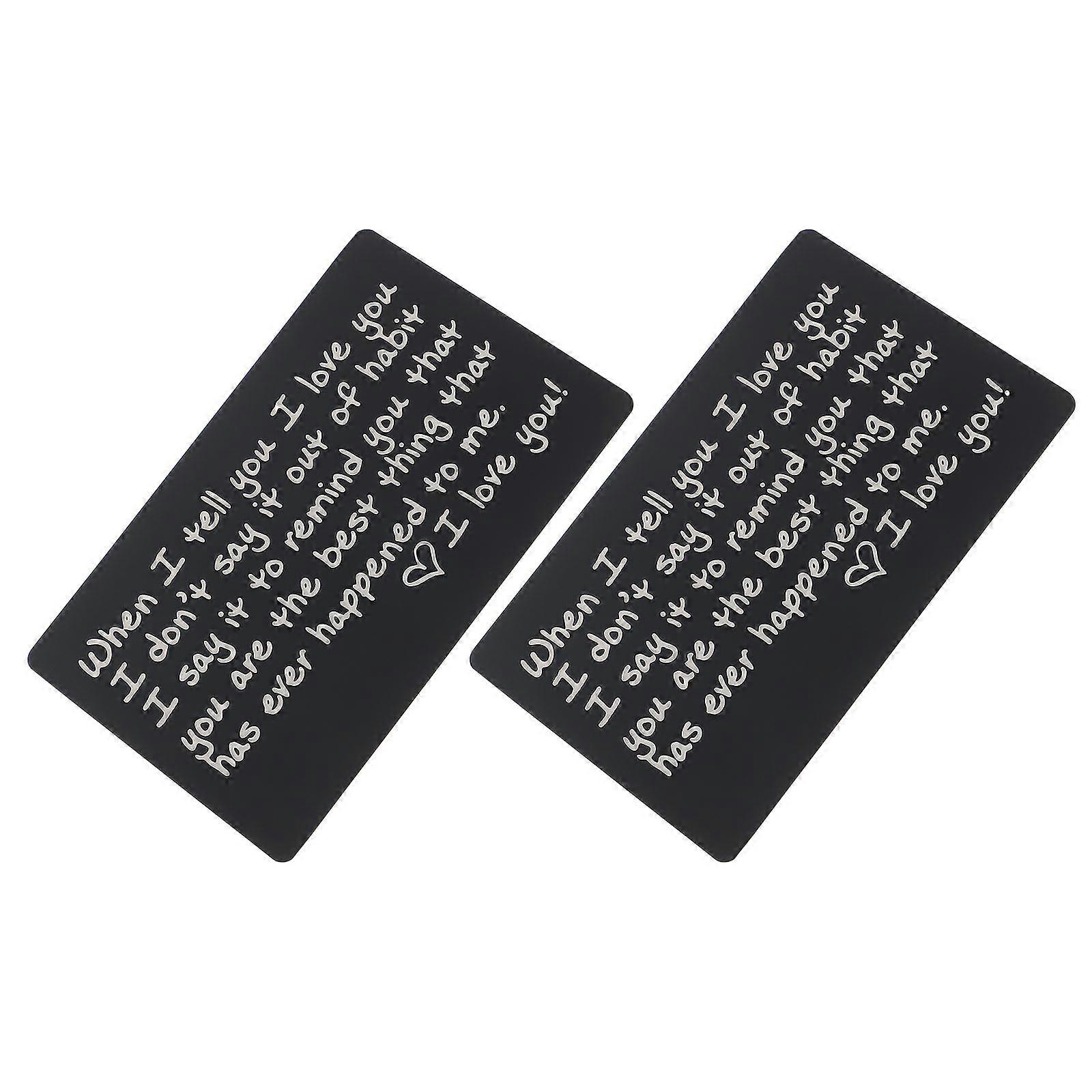 2pcs Engraved Aluminum Wallet Inserts for Couples Sturdy & Recyclable Valentine's Day Decor for Him and Her