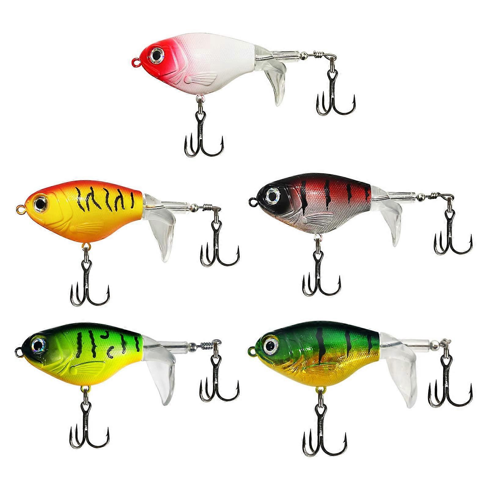 Fishing Lure with Rotating Tail, Pack of 5 for Bass Trout Pike