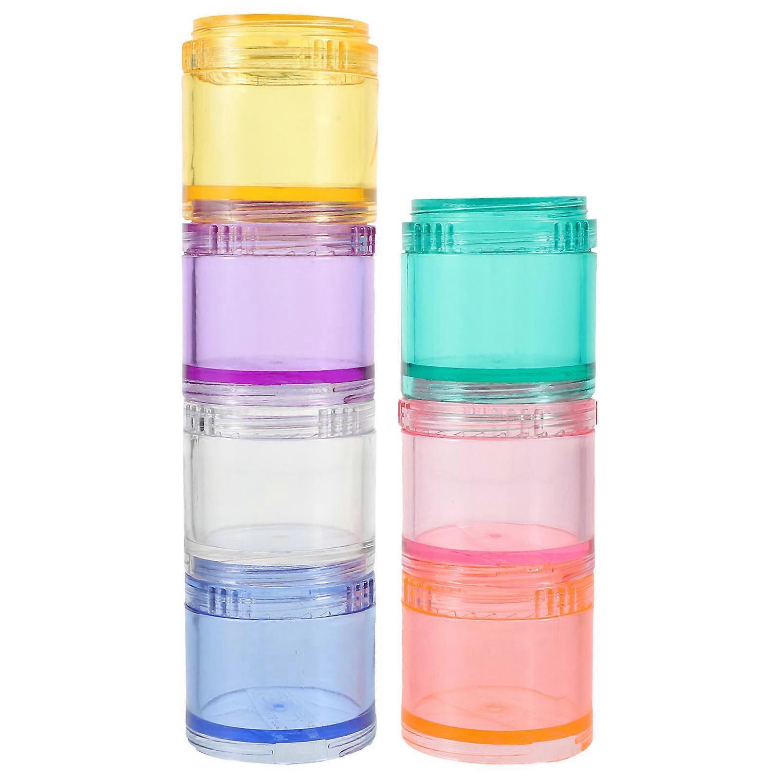 Travel Pill Container Weekly Stackable Design Multi-Grid Storage Medicine Case for Patients Assorted Color 25.00X4.00X4.00CM 1Set