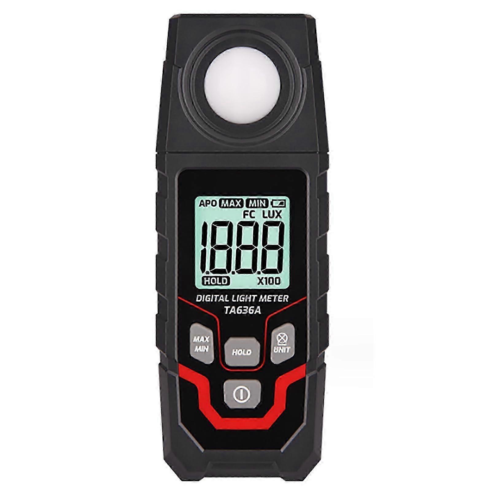 Light Lux Meter with Digital Display, 2 Measuring Units/120�� Incident Angle/Max Measurement 200000LUX, for Farm and Stage
