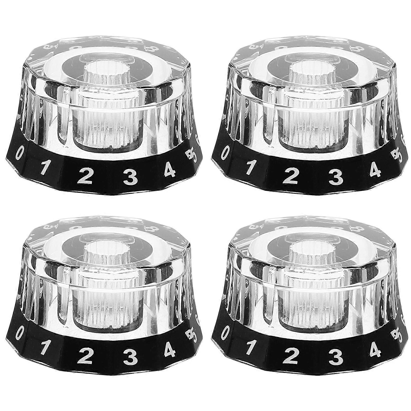 Electric Guitar Volume Knobs Control Knobs for Bass Music Performance Black Round Acrylic Volume Control 4Pcs