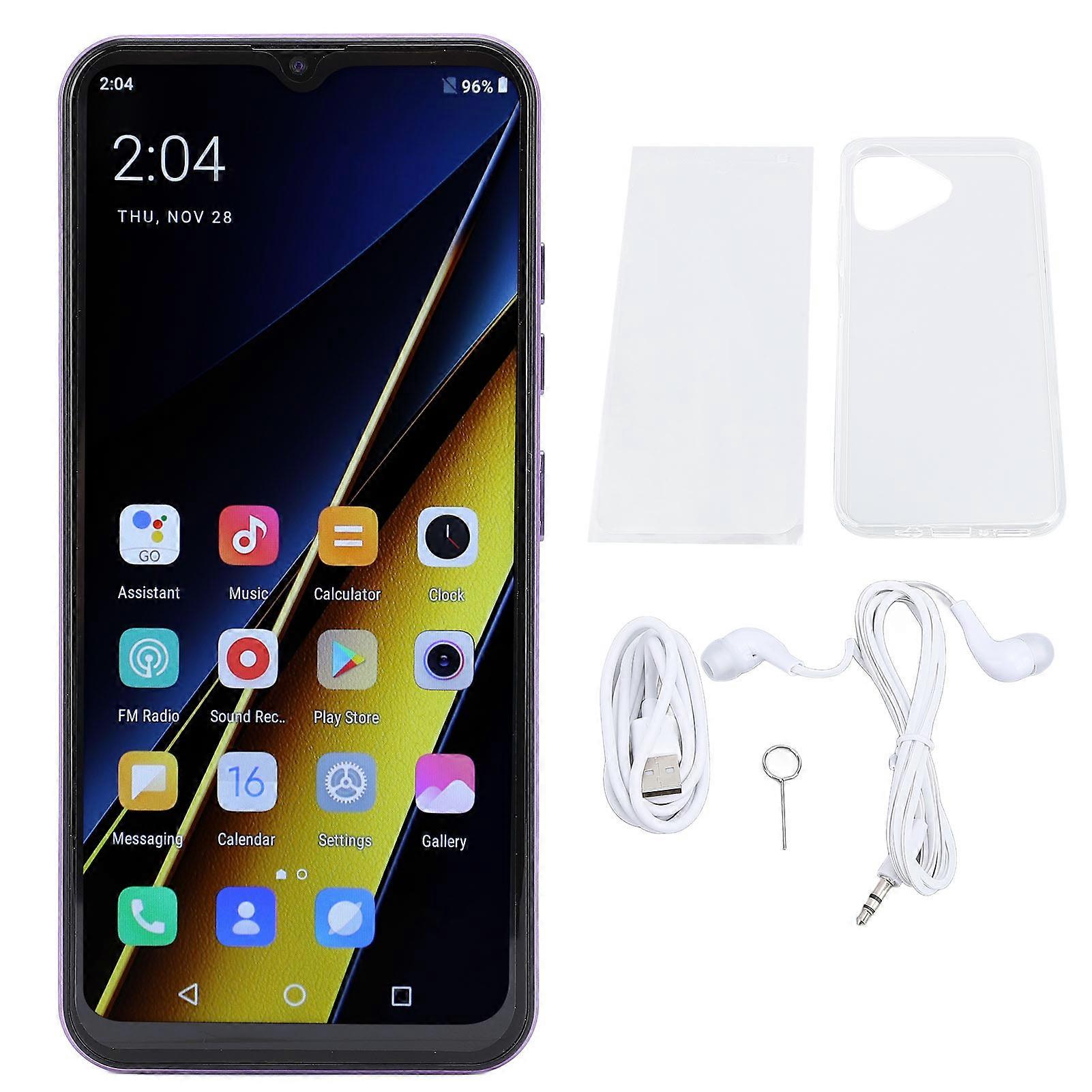 Android 14 Smartphone, 6.6" Incell Display, 4GB RAM, 64GB ROM, Dual Camera, Unlocked, Purple