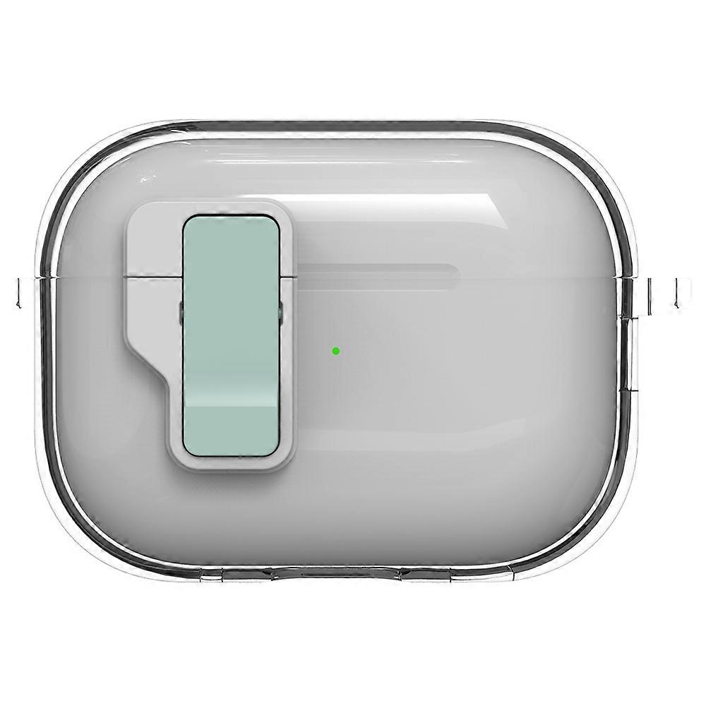 For AirPods Pro 2 Case Clear Crystal Automatic Switch TPU PC Earphone Cover with Hook