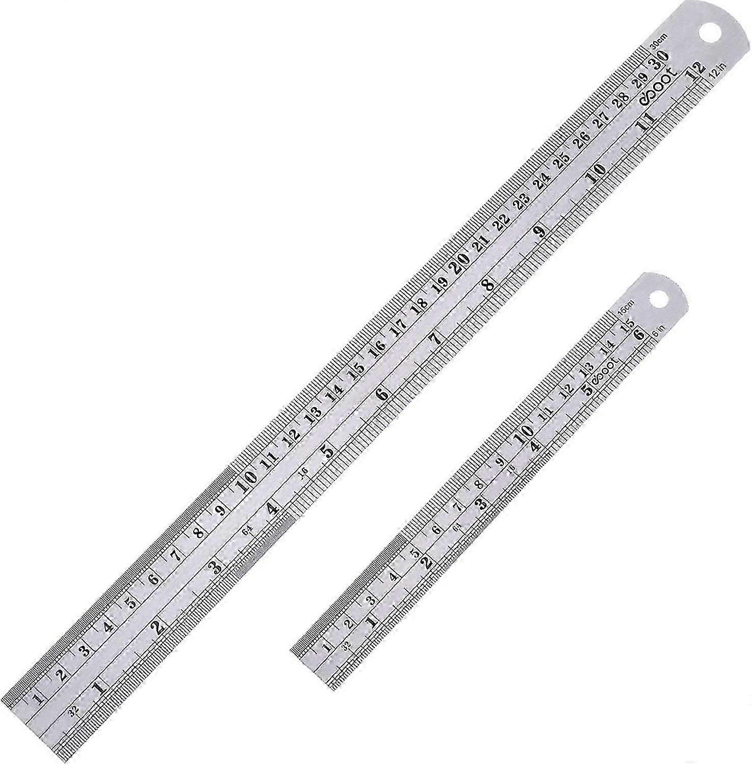 Stainless Steel 12 and 6 Metal Ruler Kit with Conversion Table for Accurate Measurement, Ruler Set for Crafts