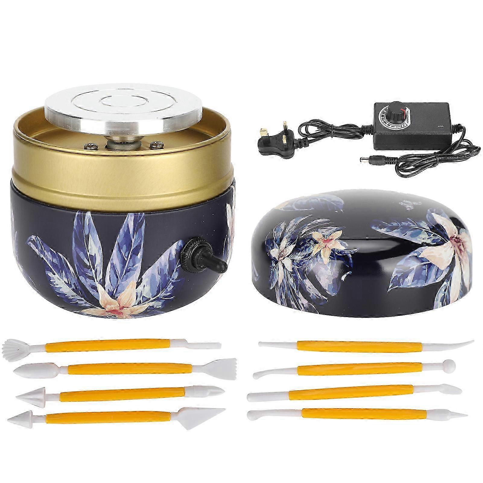 Mini Electric Pottery Ceramic Machine for Children's Manual DIY Tool 100240V(UK Plug)