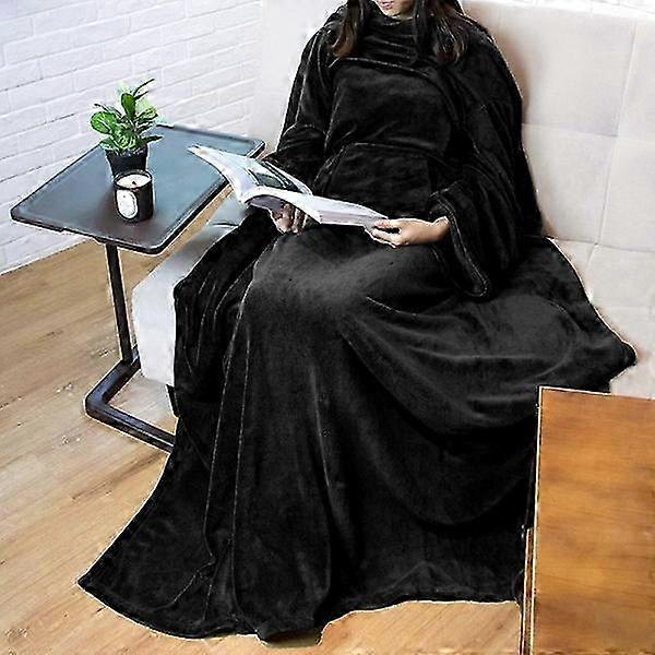 Portable blanket with sleeves Winter soft full body sofa throw