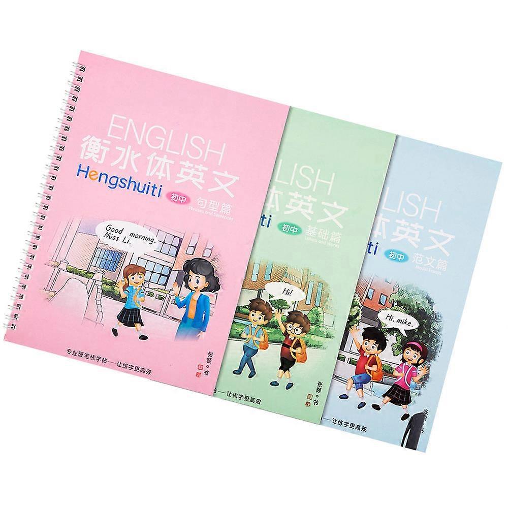 English Groove Copybook for Handwriting Use 3Pcs Sentence Style Writing Book