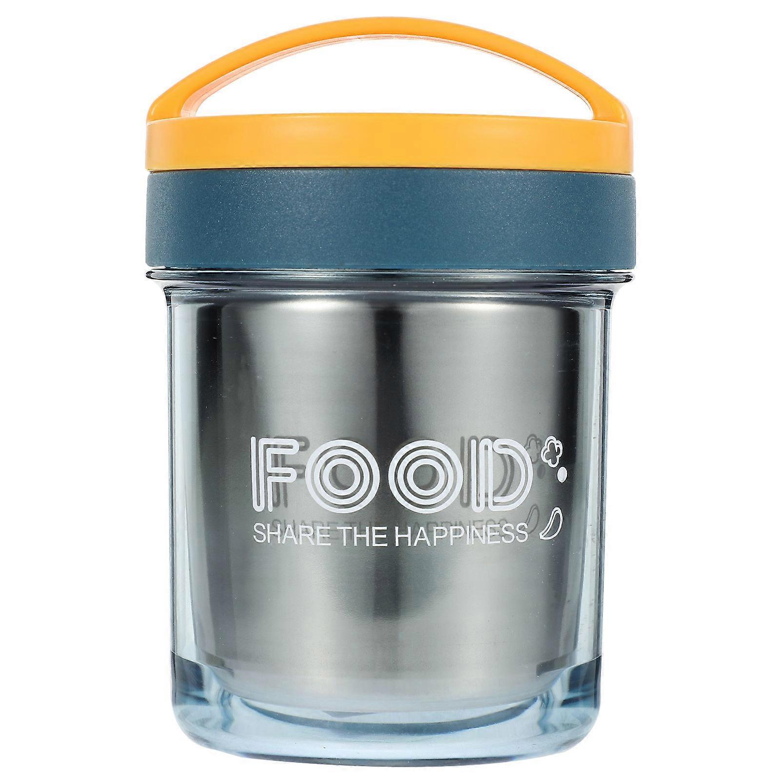 Portable Insulated Soup Cup with Handle for Home Made of 304 Stainless Steel and PP Blue 1pc