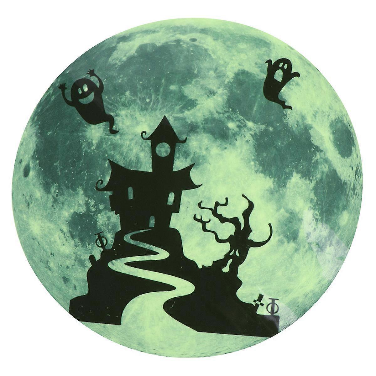 Halloween Glow-In-The-Dark Wall Ornament Moon Shape Assorted Color 30x30CM Fluorescent Powder Technology 1Set
