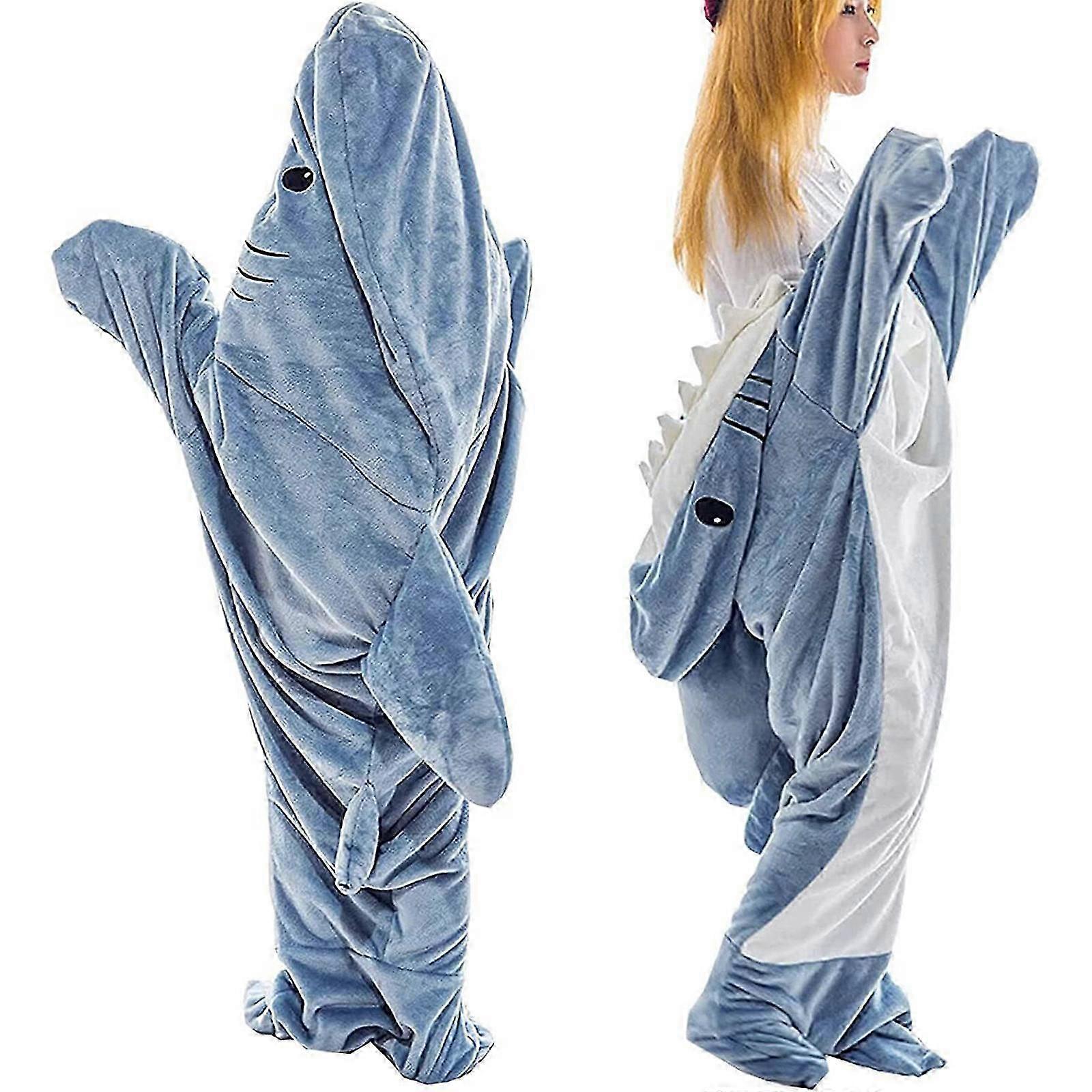 Haifischdecke Kapuzenpullover Erwachsene, Haidecke Super weicher kuscheliger Flanell-Hoodie, tragbare Haifischdecke Erwachsene oder Haifischschlafsack