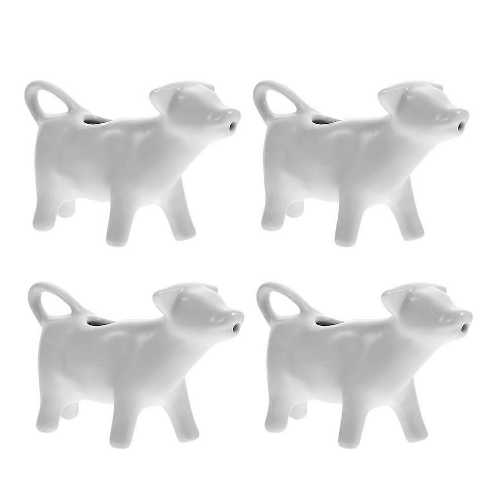 4pcs Ceramic Milk Pitcher with Cute Cow Design – Lightweight Kitchen Jug for Coffee, Sauce, and Creamer – Versatile Home Decor and Entertaining Supply