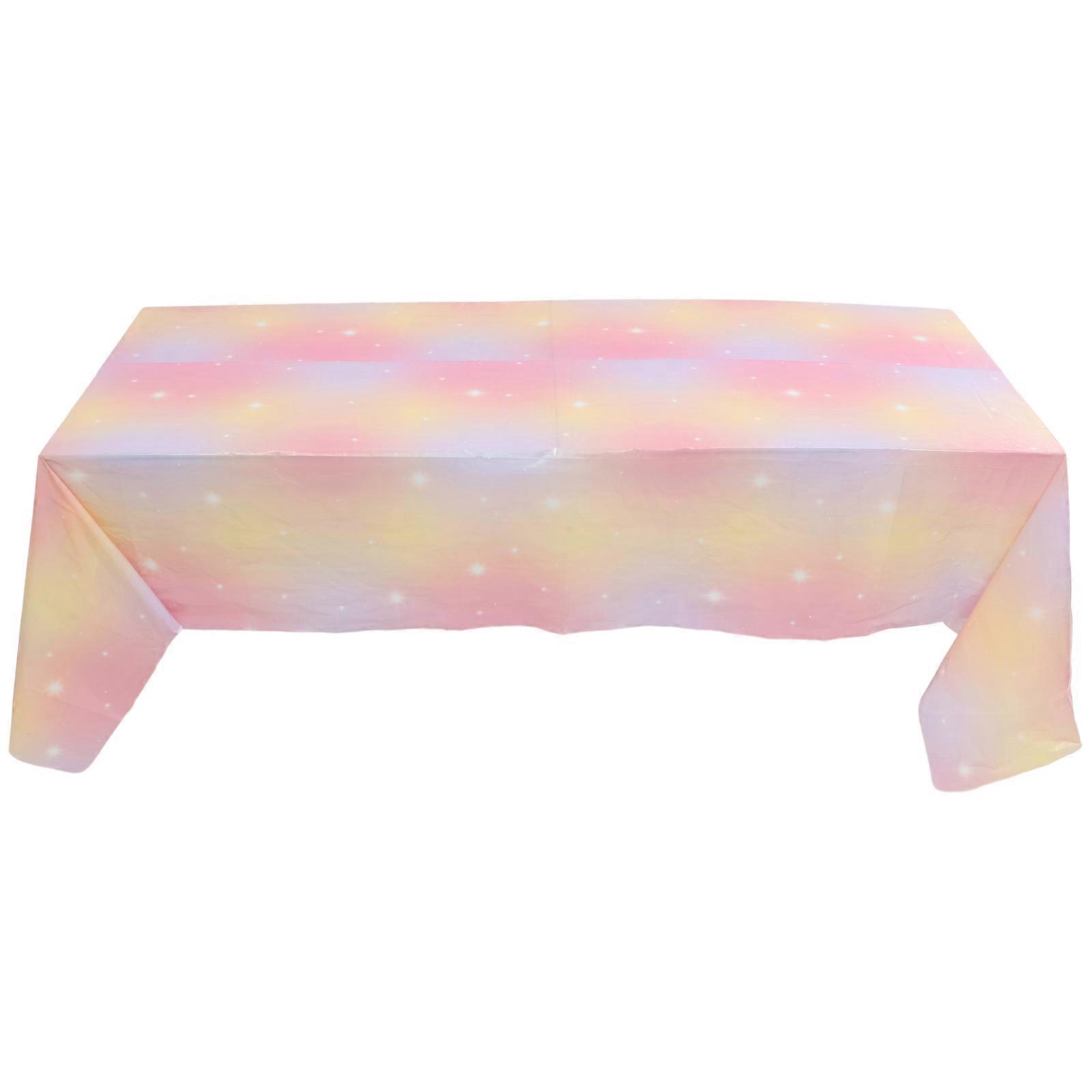 Decorative Tablecloth Rectangular Rainbow Themed Parties Multi-Color Oil-Proof 1Pcs