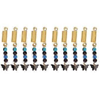 10pcs cheveux pendentifs accessoires bricolage métal jaune papillon printemps perles tresse cheveux pendentifs 5YMMR)