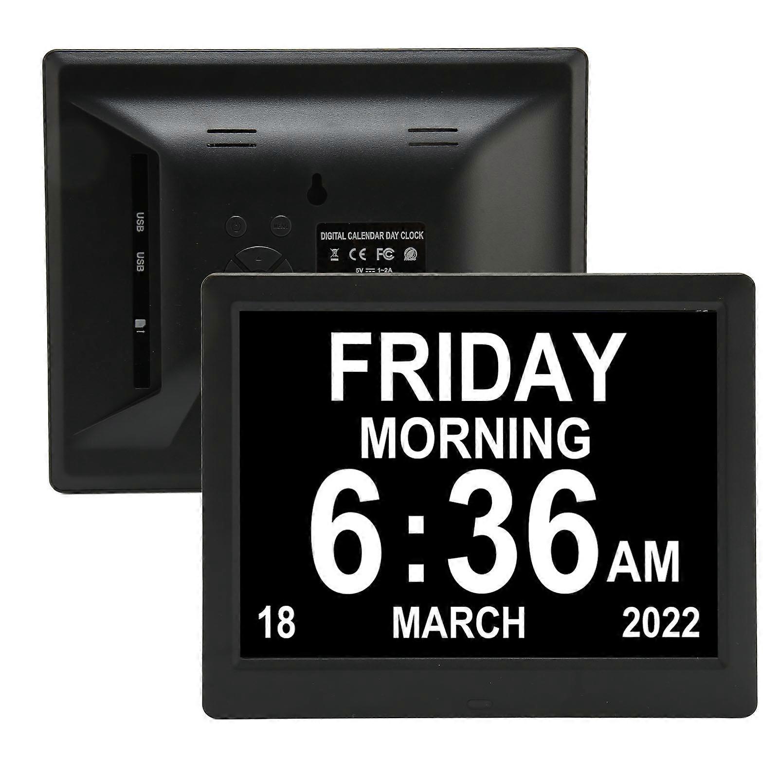 8.7inch Digital Day Calendar Clock Auto Dimming Large Display Medication Reminders Dementia Calendar Clocks 110‑240V US Plug
