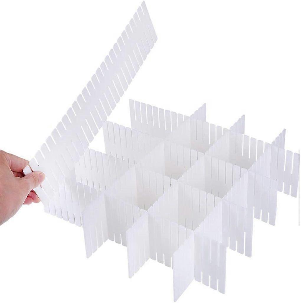 DIY Drawer Storage | Adjustable Desk Organizer Plastic | 7-Piece Set Makeup Drawer Inserts Drawer Dividers Perfect for Lipstick I White