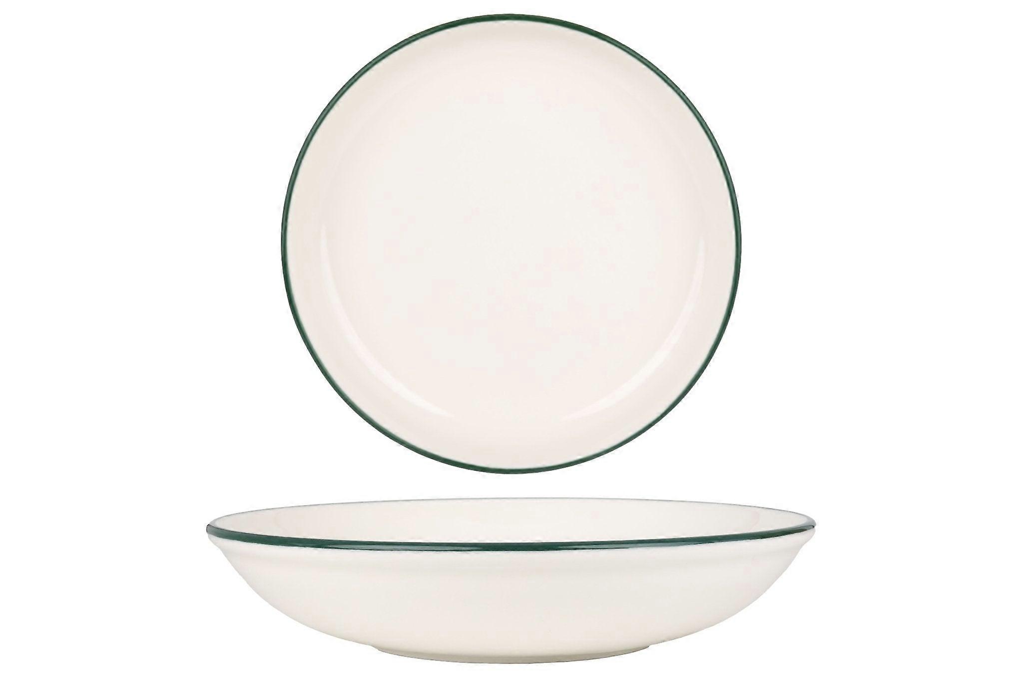 Rinart Deep Plate - Green Edge - Porcelain - 25 cm (1300cc) - set of 6