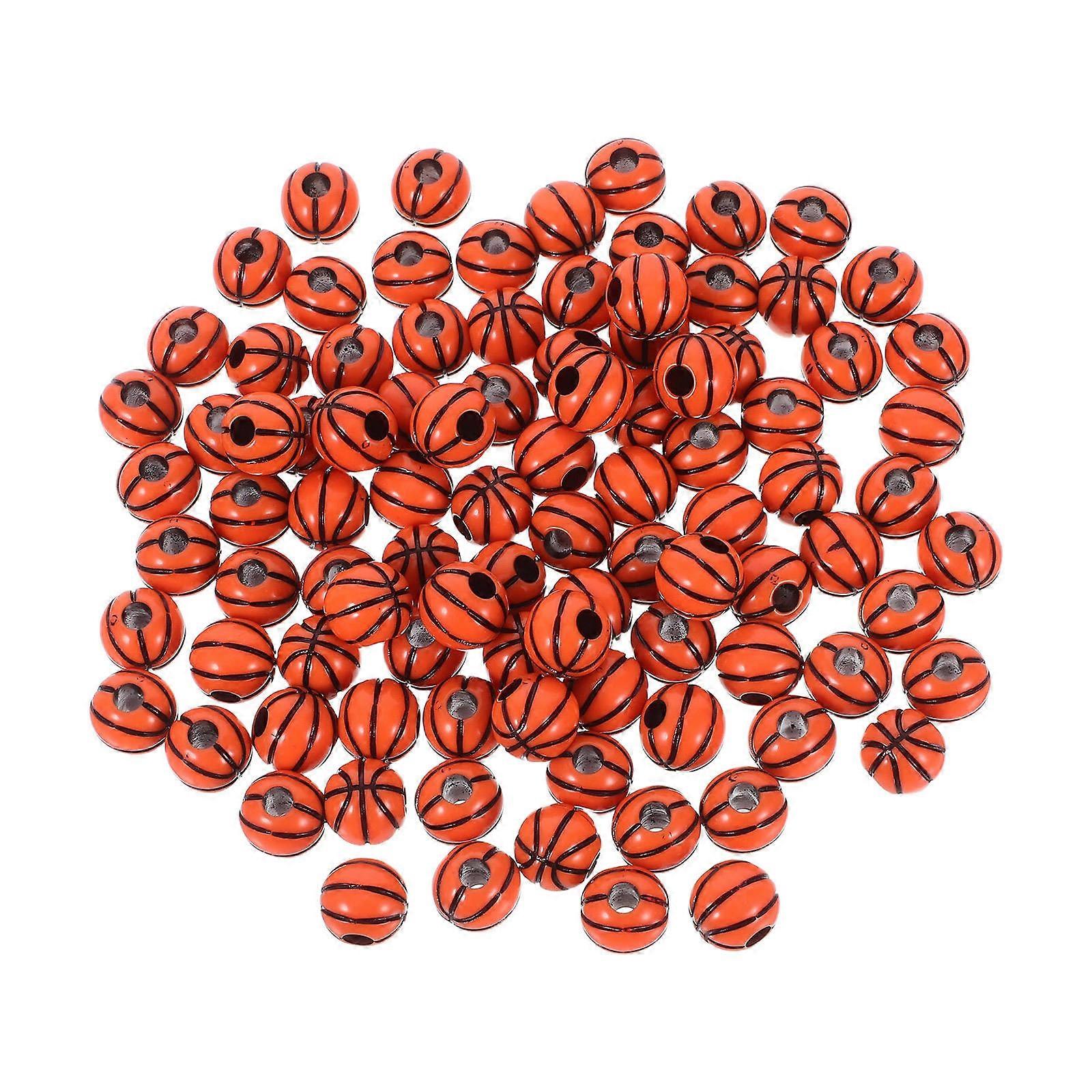 Diy Keychain Supplies Acrylic Basketball Beads For Early Education Craft Supplies Enhances Coordination Orange 1.20X1.20X1.00CM 100Pcs