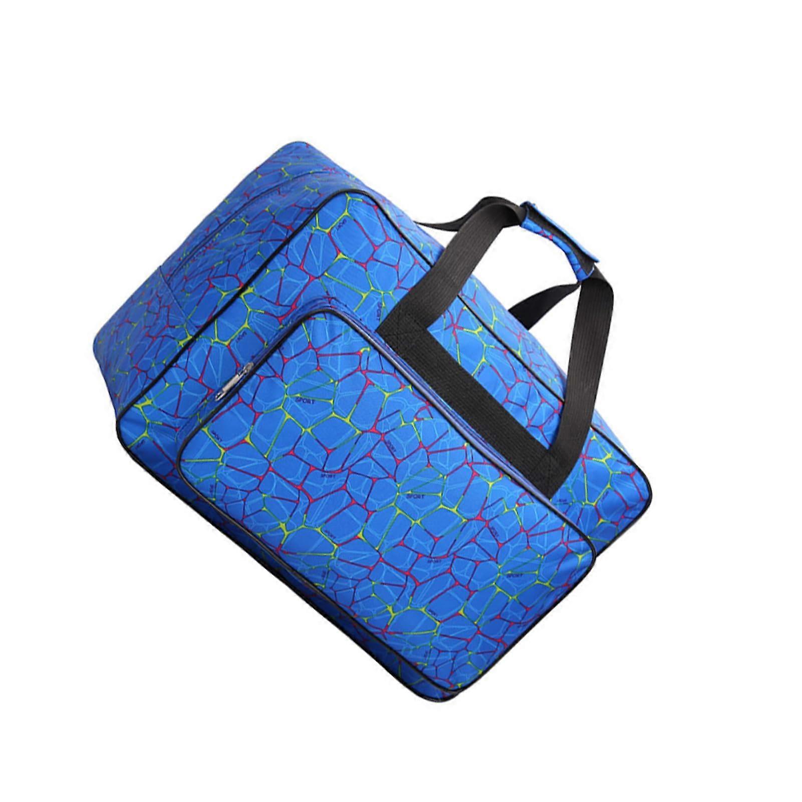 Unisex handbag with reinforced and smooth zipper for a practical unisex sewing machine bag with large capacity made of nylon, large blue