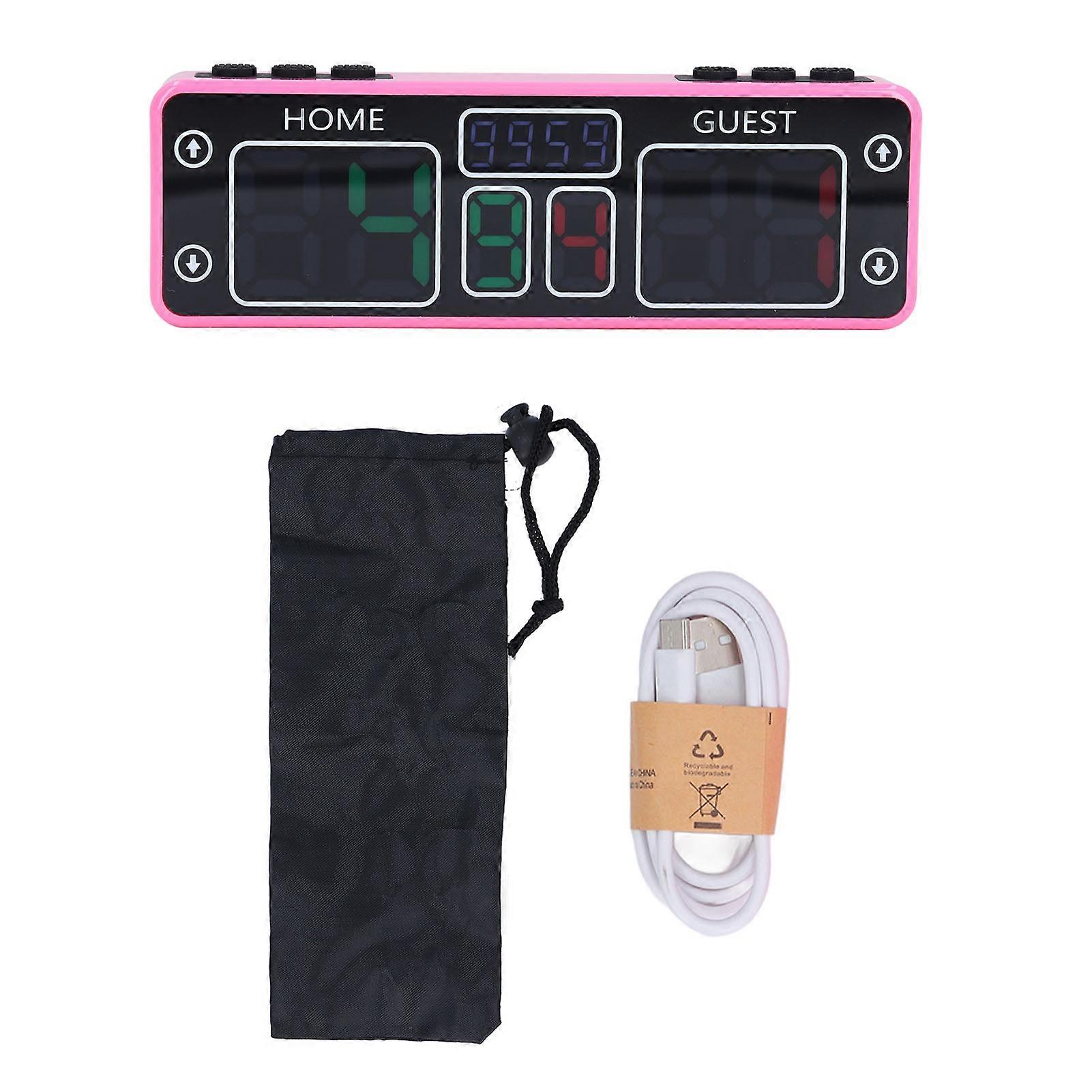 Electronic Scoreboard LED 6 Digit Touch Magnetic Rechargeable Digital Scoreboard with Buttons DC 5V Pink