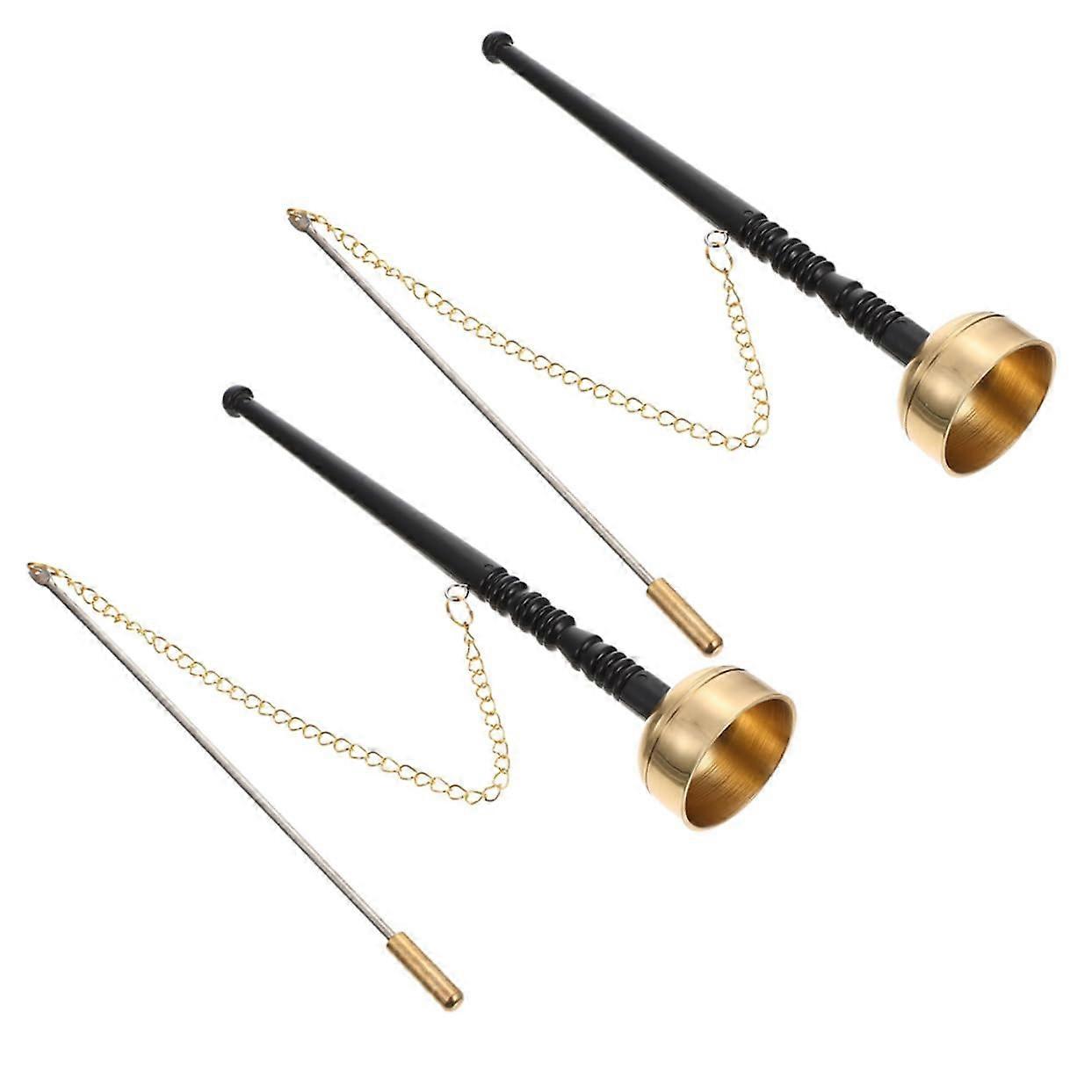 Ensemble de 2 instruments de méditation bouddhistes en laiton, fabriqués à la main, de 12,7 cm, parfaits pour la pratique de la pleine conscience.