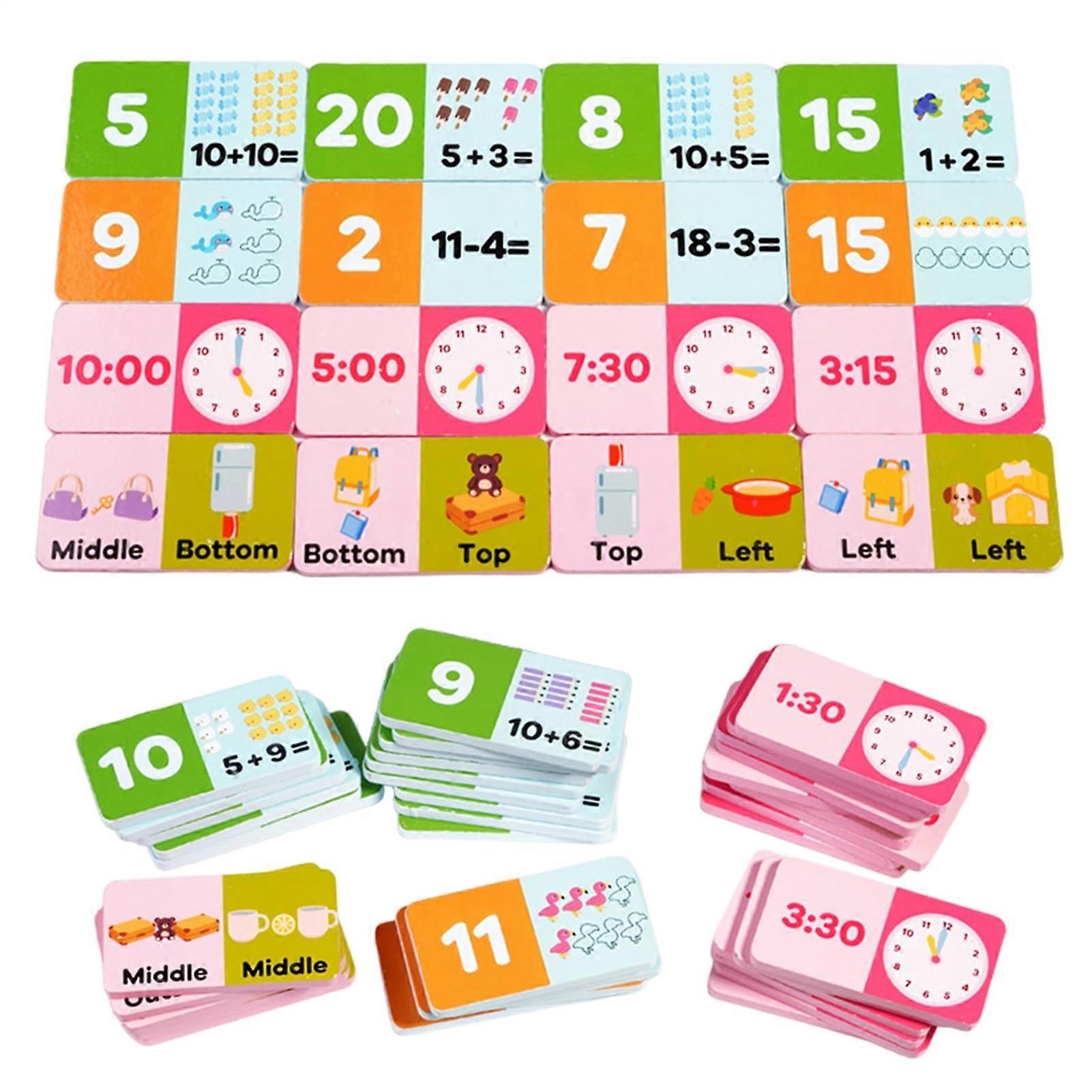 Additions and Subtractions Games For Preschool - Wooden Math Learning Toy Set With Time-Telling Practice For Ages 6-8