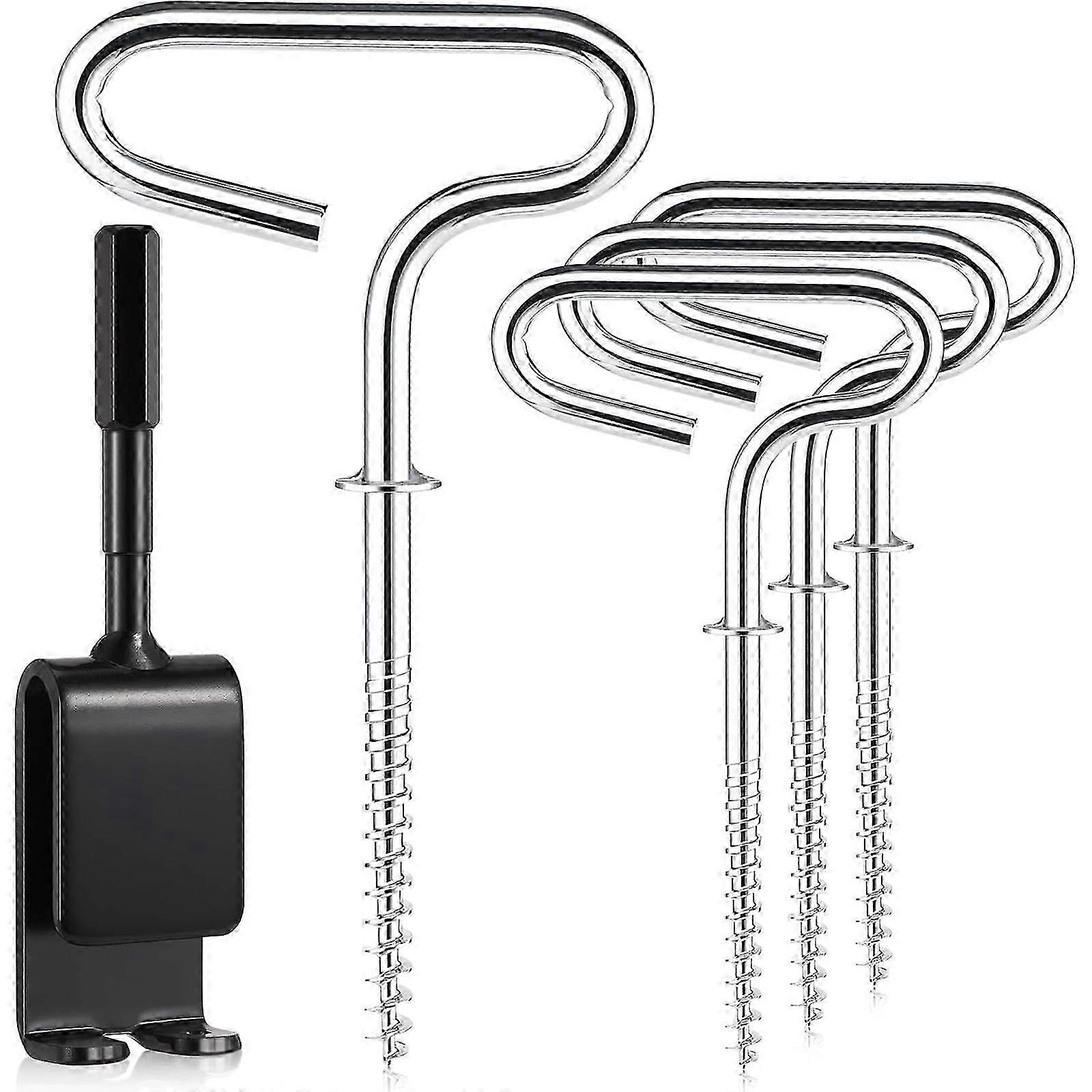 Ice Anchor Drill Adapter, Ice Anchor Tool Kit Large Ice Fishing Shelter Anchors Auger With Threaded Pegs