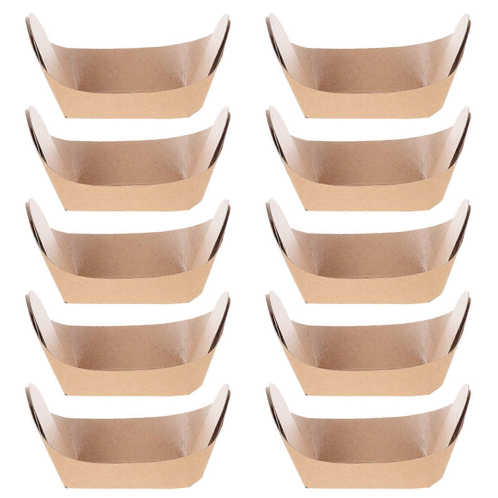 100Pcs Frying Food Box Oil Proof Paper Box Paper Snack Container Fried Food Holder