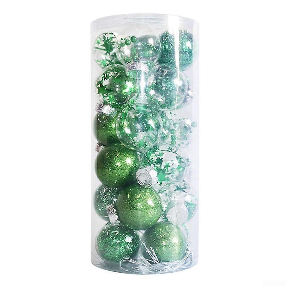 Set of 24 shatterproof Christmas ornaments for tree and party decorations, enhance your holiday (green).