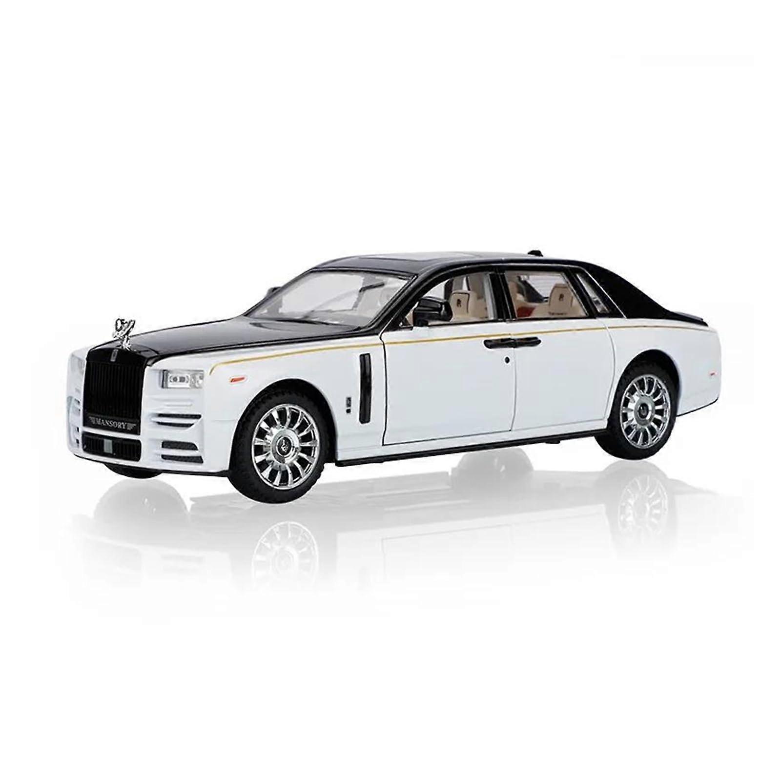 Phantom Model Car 1:24 Scale Die-Cast Simulation Pull Back Toy Black and White Collectible Finished Model