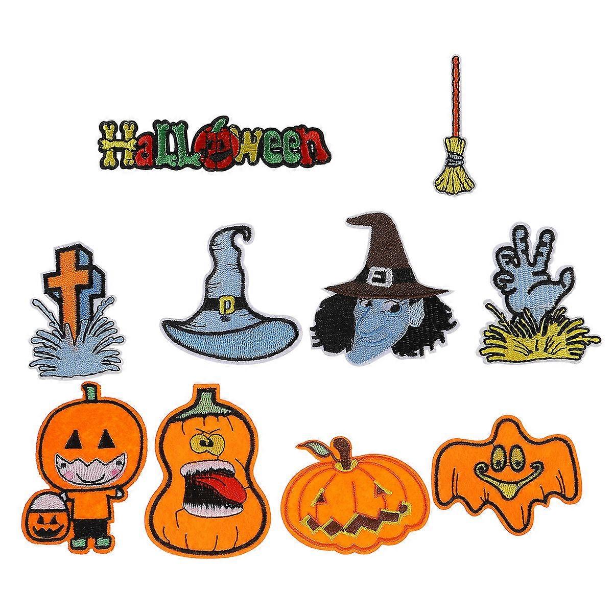 Halloween Pumpkin Stickers Garment Accessories Assorted Color 8x5cm Decorative 10Pcs