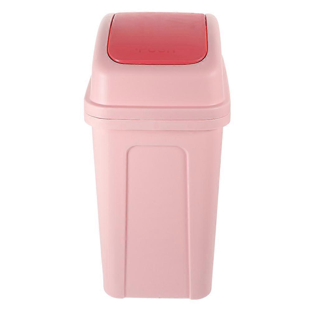 Pink Plastic Swing Lid Trash Can for Home Use with Stable PP Material 13.8 x 19.7 x 25.6 Inches