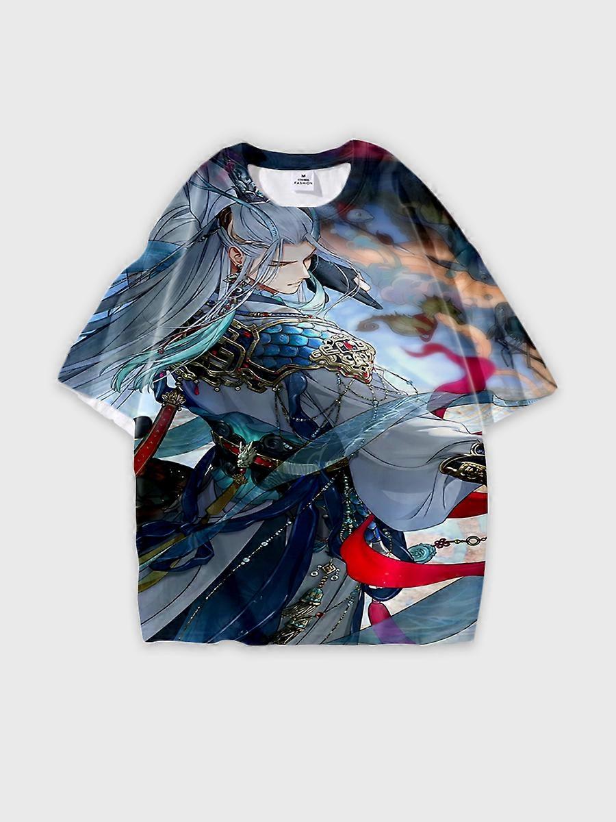 T-shirt round neck Role Pattern loose short sleeve B619