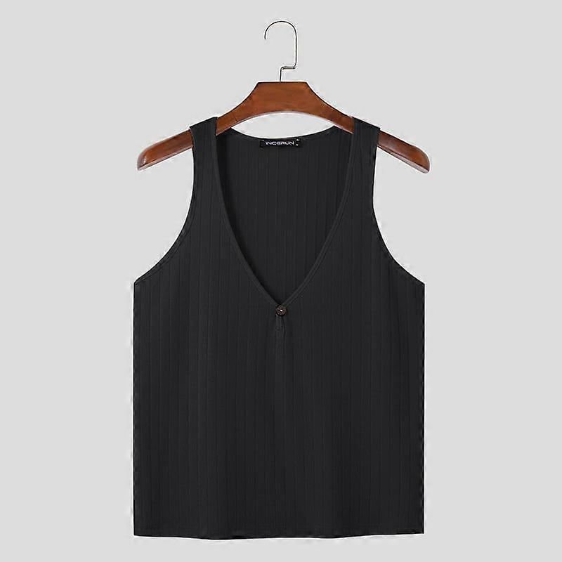 INCERUN Men V Neck Knitted Striped Sleeveless Tanks Casual Thin Vest Undershirt