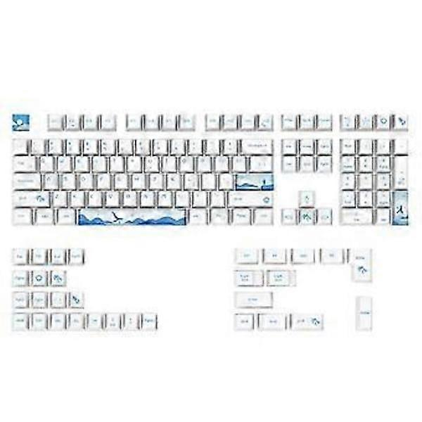 108 Keys Dolphin Game Keycaps PBT 5 Sides Dye-Sublimation Keycap Cherry Profile for Keycaps 6.25 7U for Mechanical Keyboard