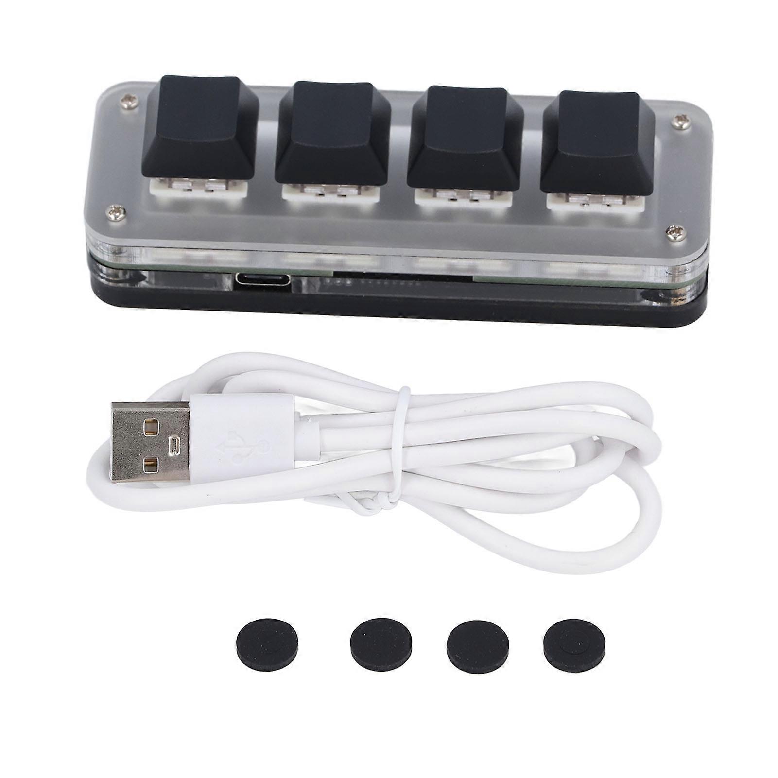 4 Key Mini Keypad USB C Wired Dustproof Red Switch Programmable Customized Mini Mechanical Keypad with RGB Light