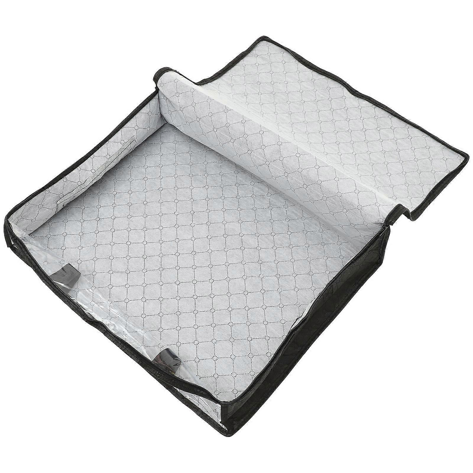 Black Nonwoven Under Bed Storage Bag with Large Capacity and Handles for Blanket Quilts Storage 39.37" .75"x11.81"