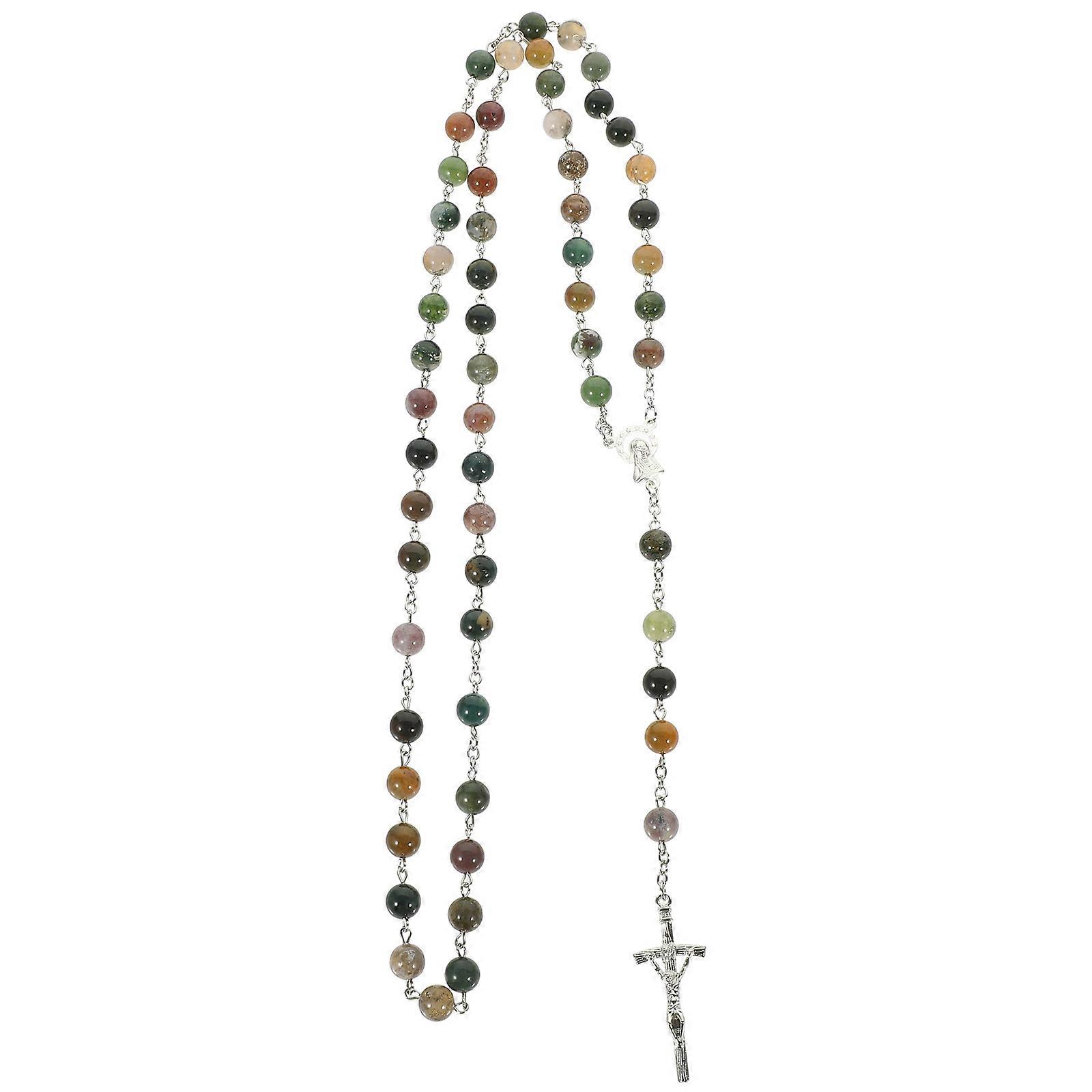 Delicate Agate Cross Necklace for Decor Lightweight and Adjustable Size Multi Color