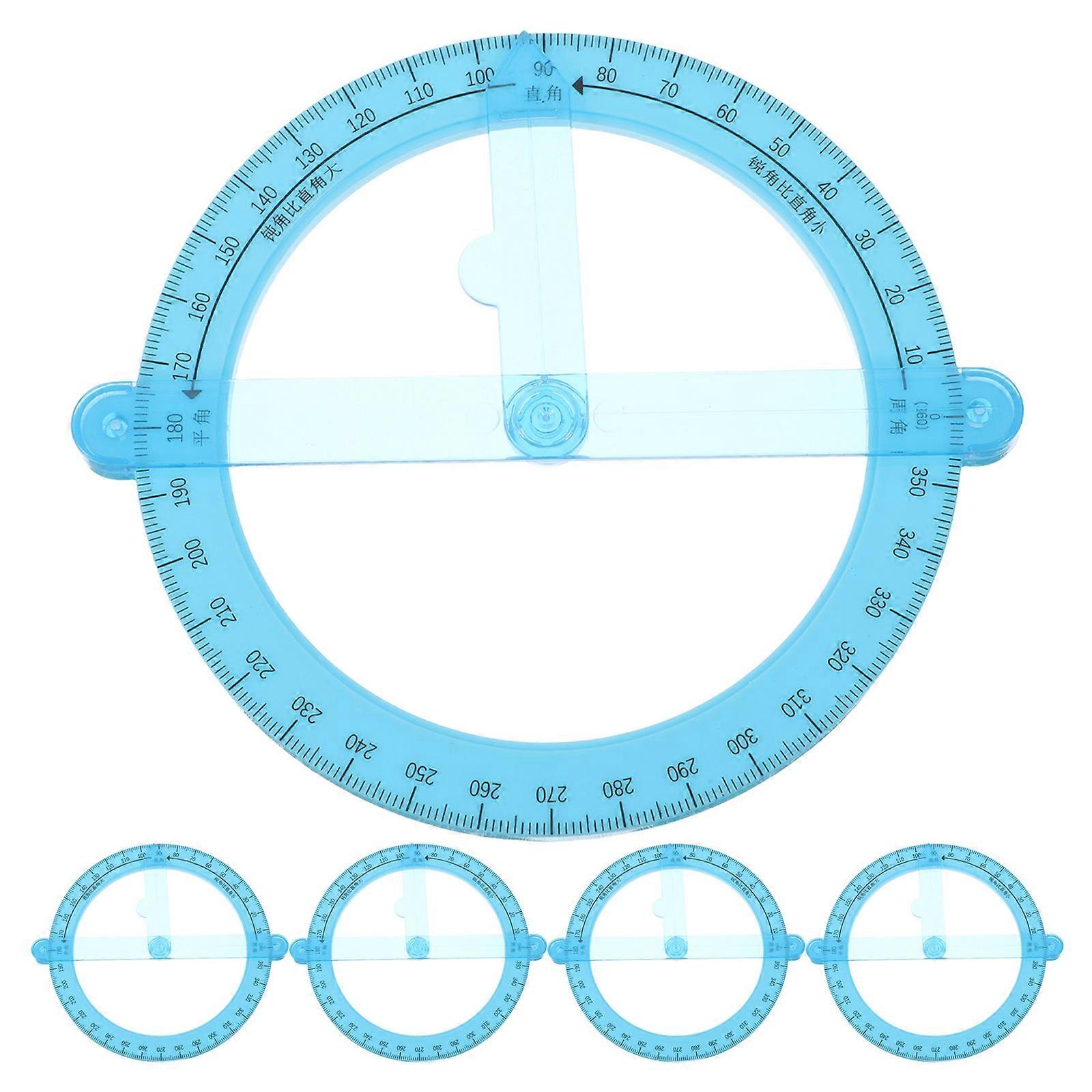 Precision Protractor Circular Movable Angle Measurement For Technical Drawing Supplies Blue 5Pcs