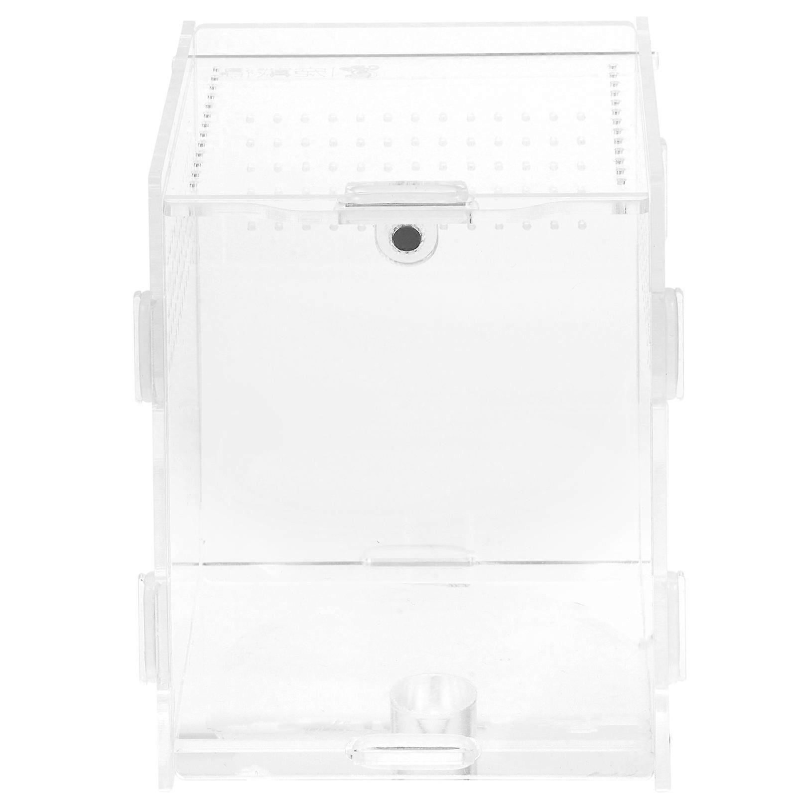 Transparent Acrylic Reptile Feeding Box for Home Use with Breathable Holes Perfect for Small Pets 9.8x5.9x5.9 Inches