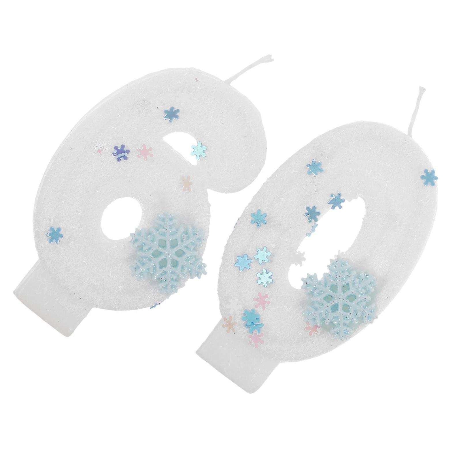 Number Birthday Candles Safe Burning Wax Material Number 60 Snowflake Shape Cake Toppers 2Set