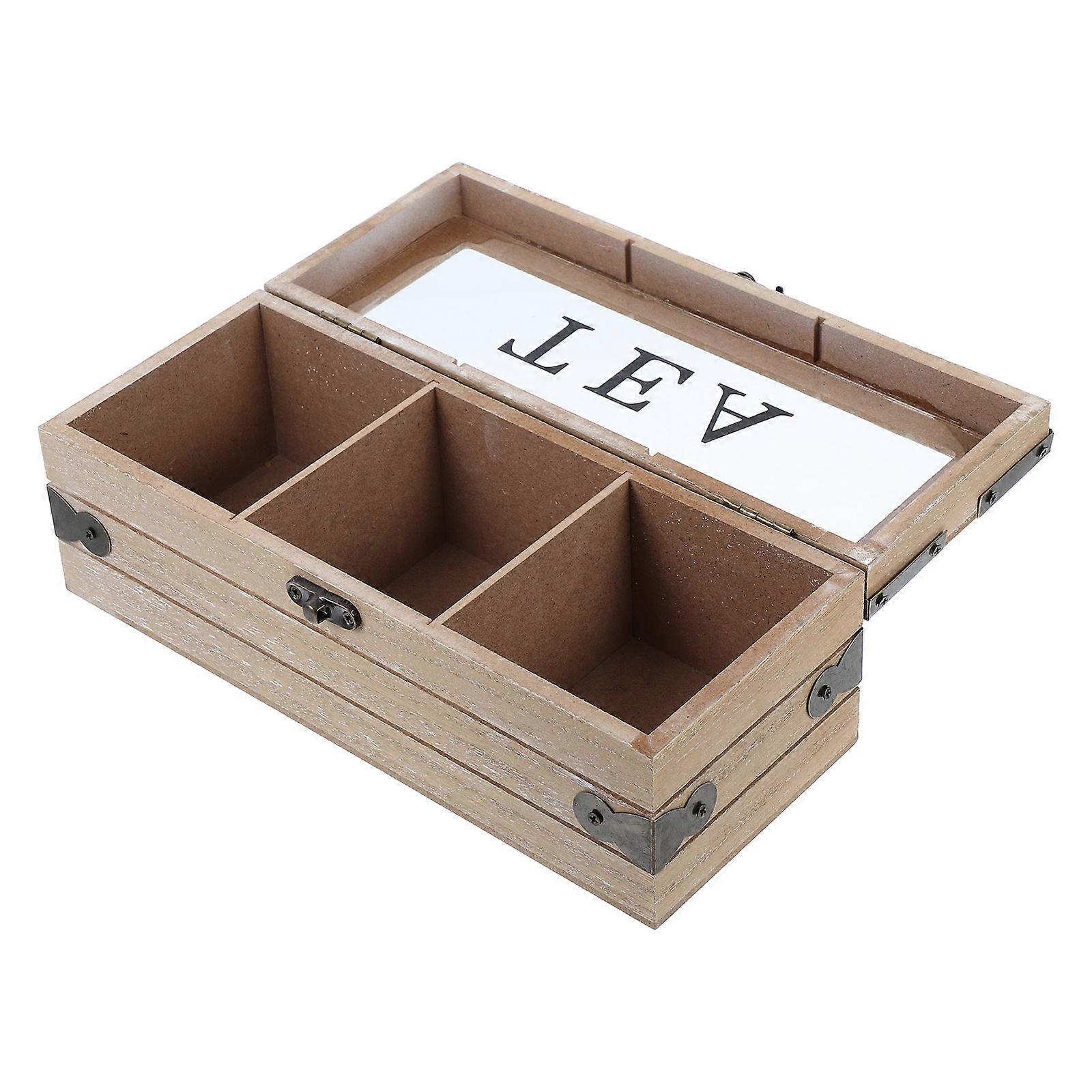Tea Bag Storage Container Wooden Spice Packets Organizer For Home Decor Easy Access Compact Size 1Pcs