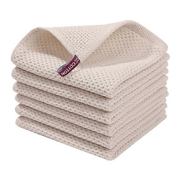 Serviette 100 % coton torchons, lot de 6, 34x34cm, torchons de cuisine doux, torchons de cuisine absorbants, torchons de cuisine épais premium, chiffon de nettoyage, beig