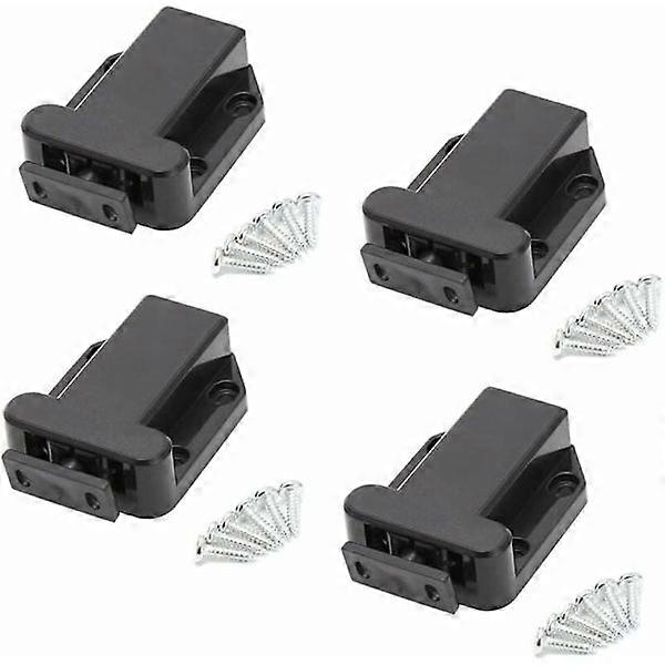 4 pcs cabinet door locks with push function, cabinet door closers, push locks with screws, cabinet, furniture, cabinet door, push lock, black, Versail