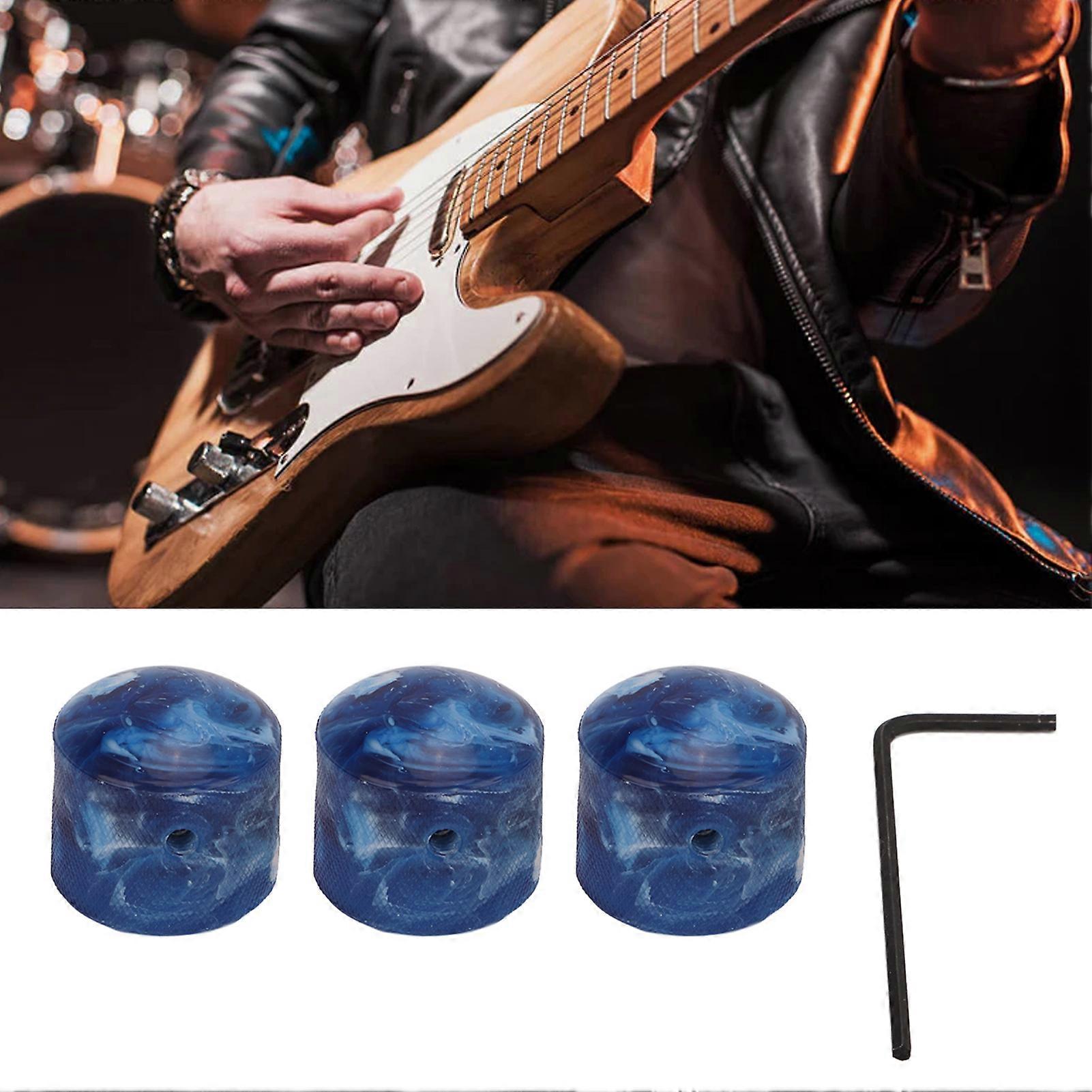 3Pcs Electric Guitar Knob String Potentiometer Controller Instrument Accessory Set Kit Blue 