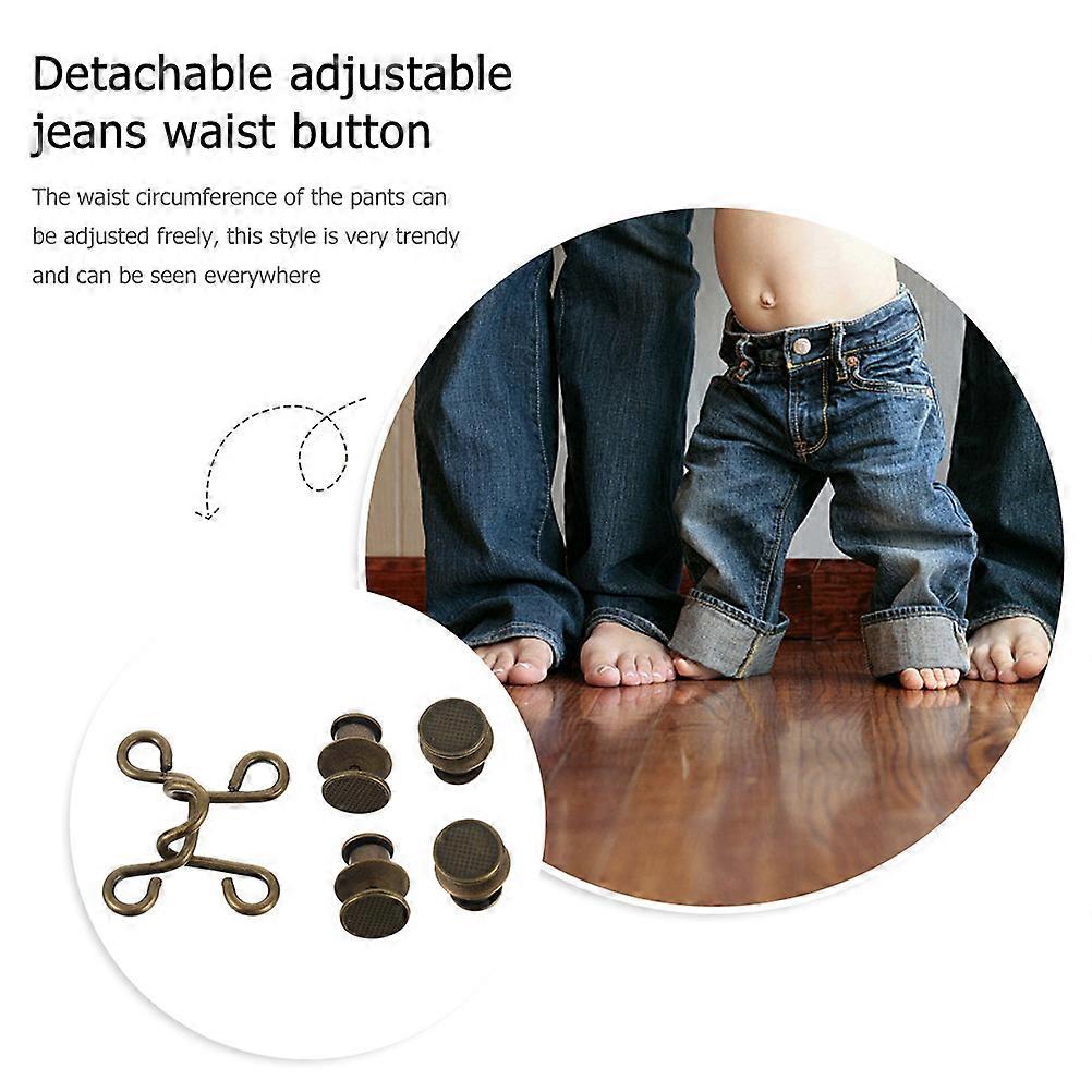 Jeans Accessories Non Slip Pants Buckle Detachable Jeans Fit Button Coffee 4Pcs