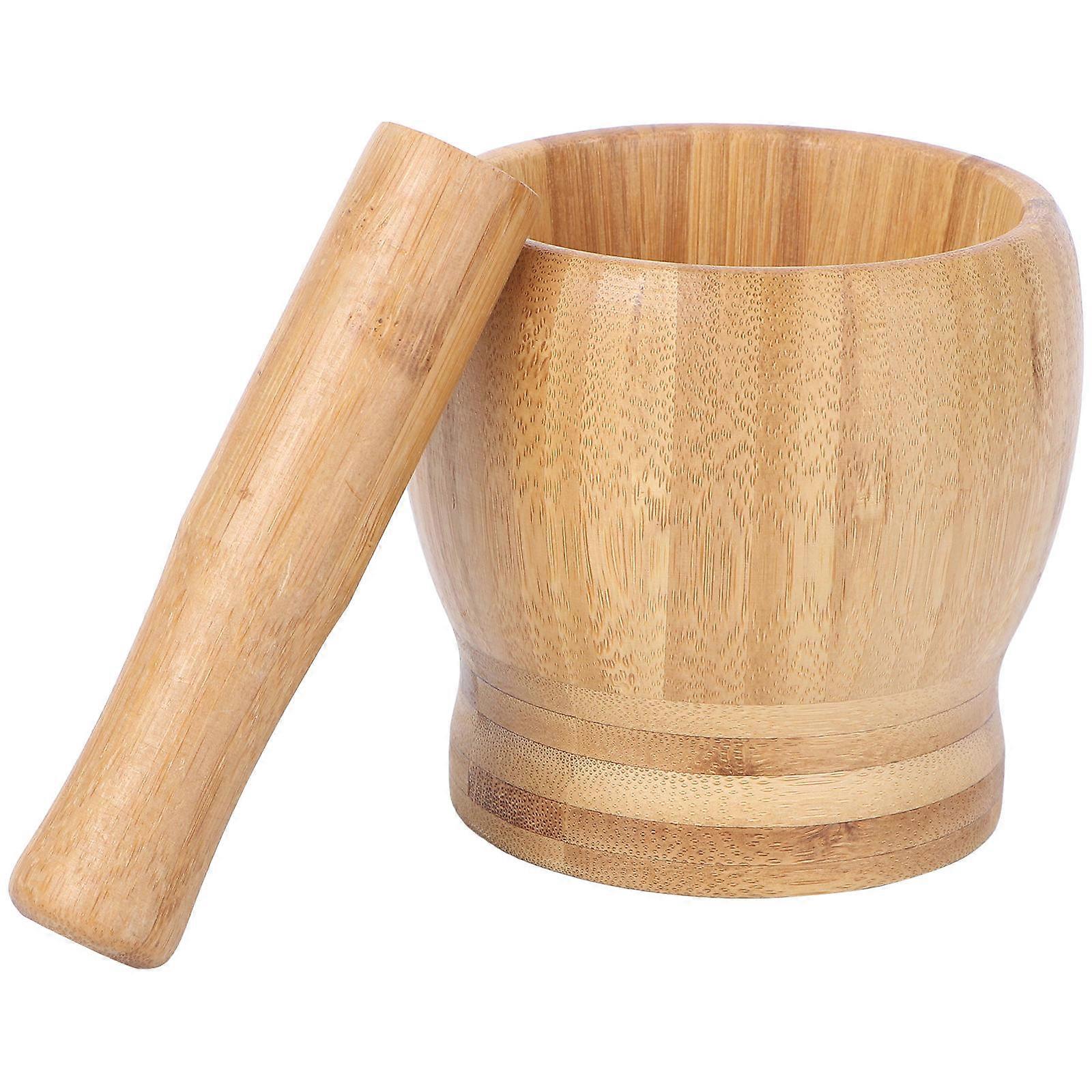 Bamboo Garlic Pounder for Kitchen Use Easy to Clean and Resistant to Spice Flavor Retention 2pcs Set L Size