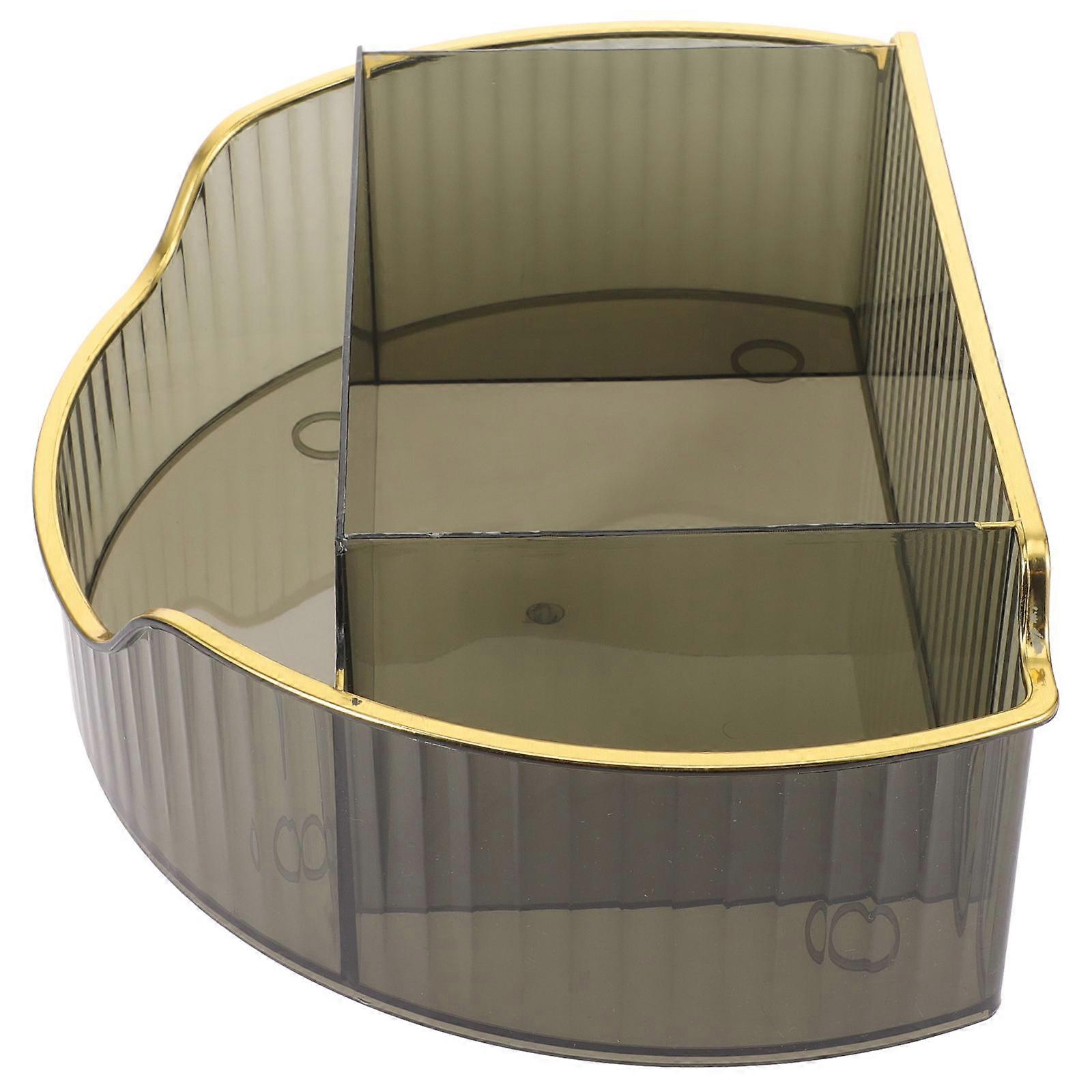 Rotatable Cosmetic Storage Organizer with Large Capacity for Bathroom Use Dark Green PET 7.8x5.9 Inches