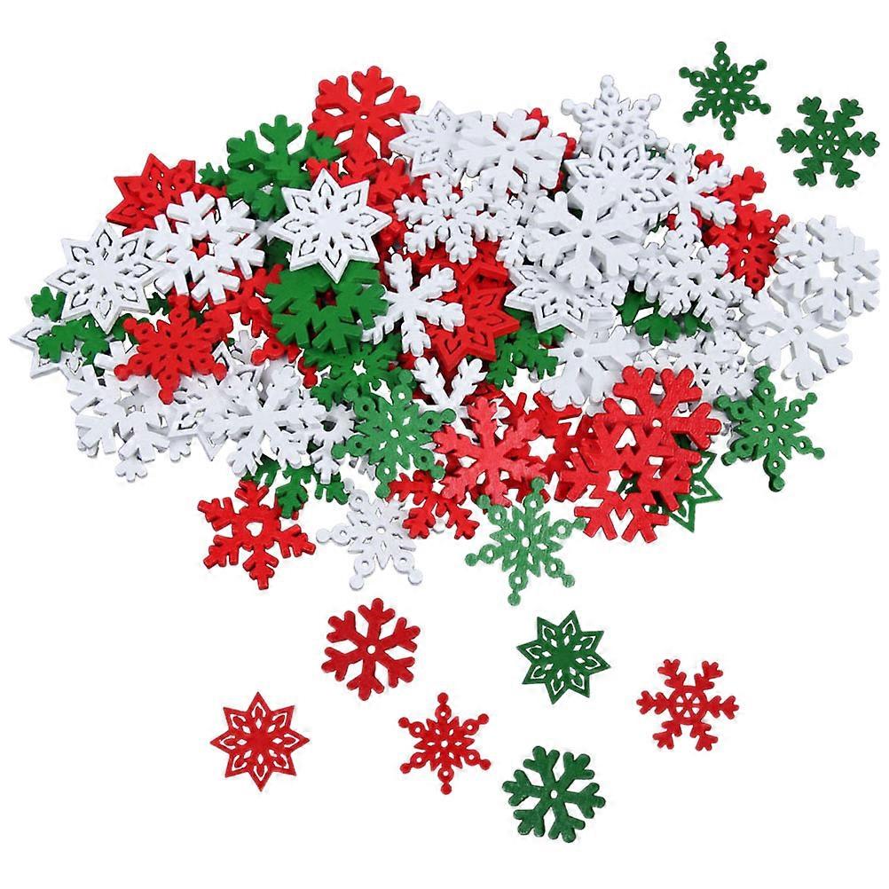 50pcs Mixed Color Wooden Snowflake Cutouts for Christmas Decorations DIY Hanging Ornaments Winter Party Home Craft Supplies Handmade Creative