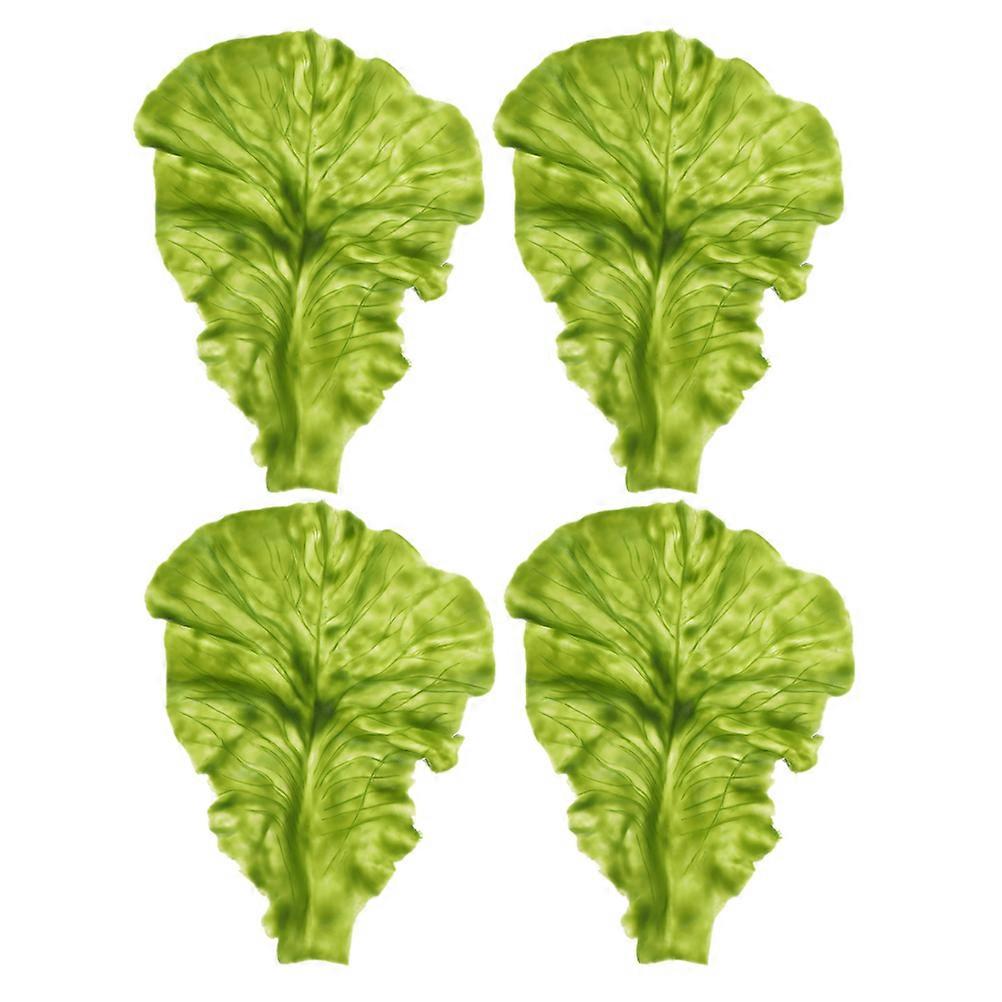 Simulation Lettuce Leaf Artificial Vegetable Leaf for Decor 4Pcs PVC Green