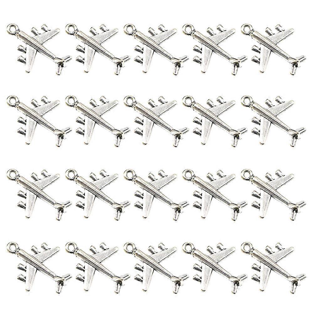 Airplane Shape Silver Charm Jewelry Making Accessory 20Pack For Craft Projects With Simple Design